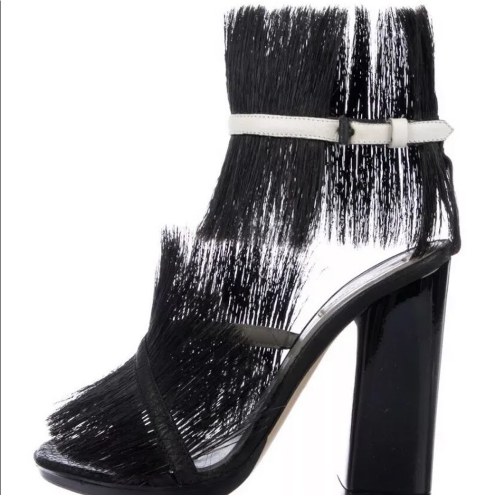 REED KRAKOFF horse hair sandals black heels rare runway pony